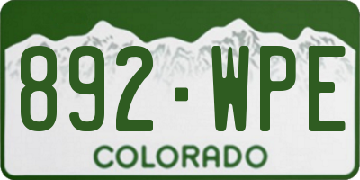 CO license plate 892WPE