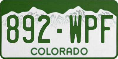 CO license plate 892WPF