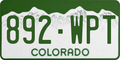 CO license plate 892WPT