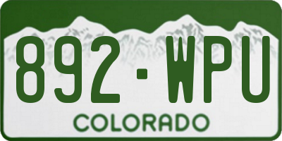 CO license plate 892WPU