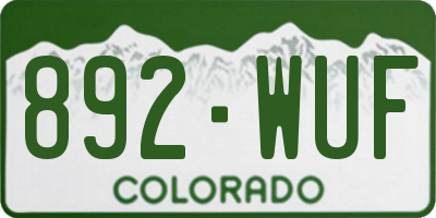 CO license plate 892WUF