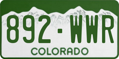 CO license plate 892WWR