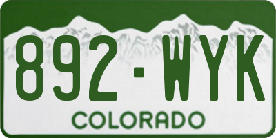 CO license plate 892WYK