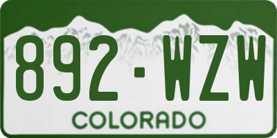 CO license plate 892WZW