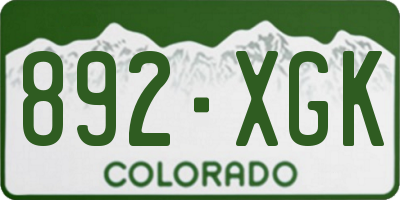 CO license plate 892XGK