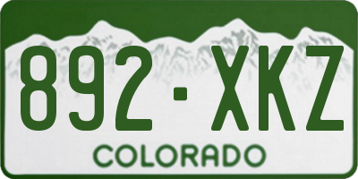 CO license plate 892XKZ