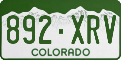 CO license plate 892XRV