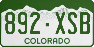 CO license plate 892XSB