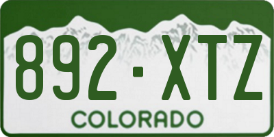 CO license plate 892XTZ
