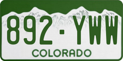 CO license plate 892YWW