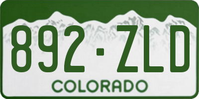 CO license plate 892ZLD