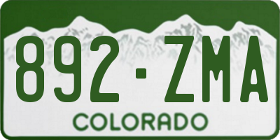 CO license plate 892ZMA