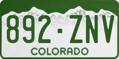 CO license plate 892ZNV