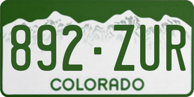 CO license plate 892ZUR