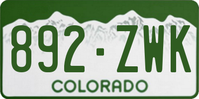 CO license plate 892ZWK