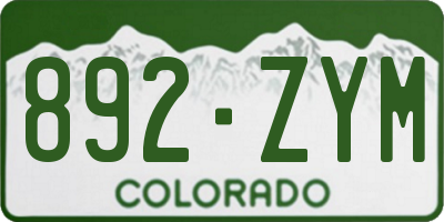 CO license plate 892ZYM