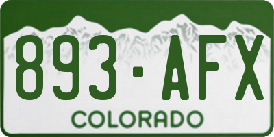 CO license plate 893AFX