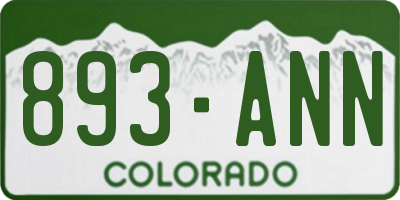 CO license plate 893ANN