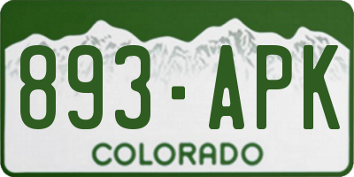 CO license plate 893APK