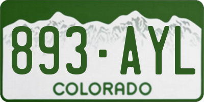 CO license plate 893AYL