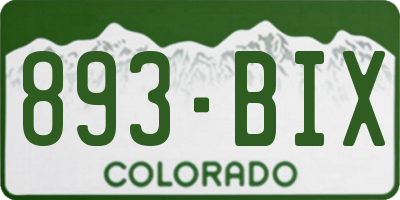 CO license plate 893BIX