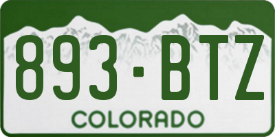 CO license plate 893BTZ
