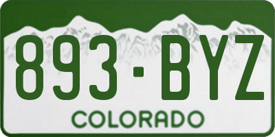 CO license plate 893BYZ