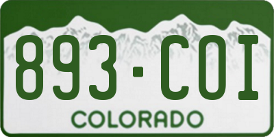 CO license plate 893COI