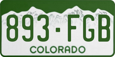 CO license plate 893FGB