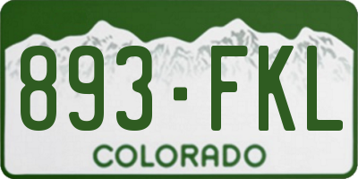 CO license plate 893FKL