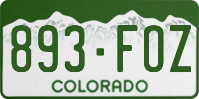 CO license plate 893FOZ