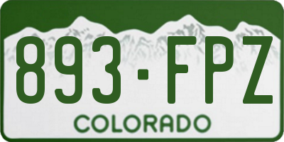 CO license plate 893FPZ