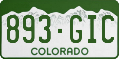 CO license plate 893GIC