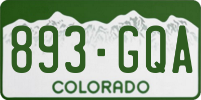CO license plate 893GQA