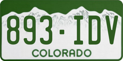 CO license plate 893IDV