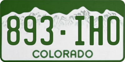 CO license plate 893IHO