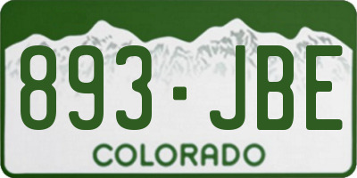 CO license plate 893JBE