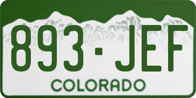 CO license plate 893JEF
