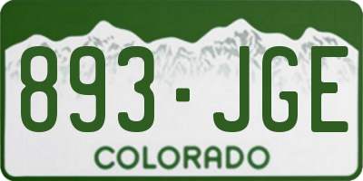 CO license plate 893JGE