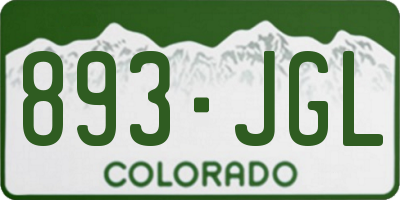 CO license plate 893JGL