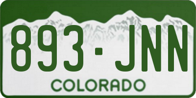 CO license plate 893JNN