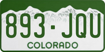 CO license plate 893JQU