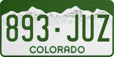 CO license plate 893JUZ
