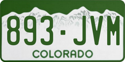 CO license plate 893JVM