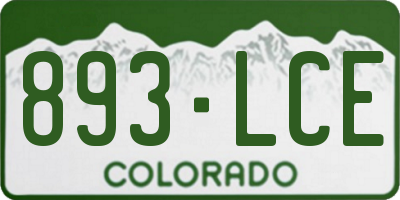 CO license plate 893LCE
