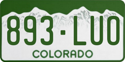 CO license plate 893LUO