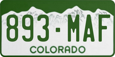 CO license plate 893MAF