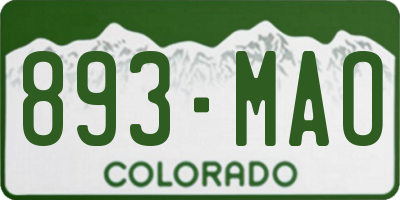 CO license plate 893MAO