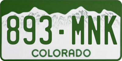 CO license plate 893MNK