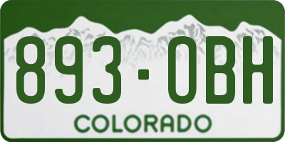 CO license plate 893OBH